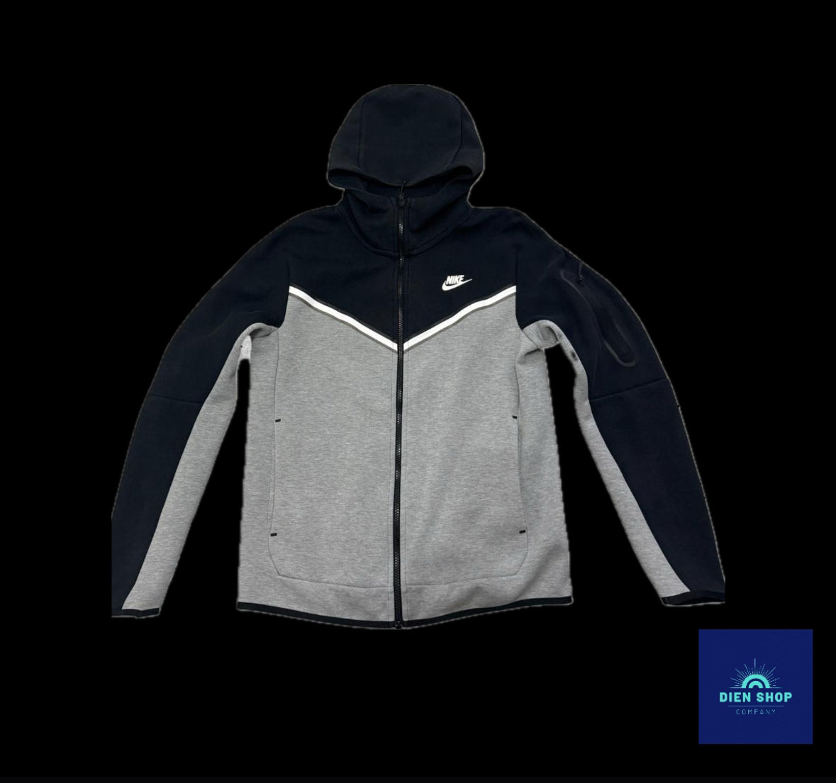 Nike Sportswear Tech Fleece Full-Zip Hoodie
Black/Dark Grey Heather/White